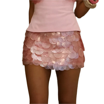 Women Sequin Mini Skirt | Low Rise Bodycon Skirt