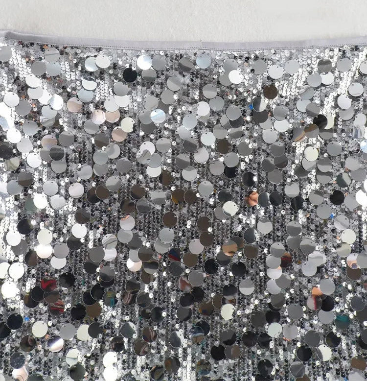 Women Summer Sequined Mini Skirt | Vintage High Waist Skirt