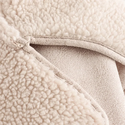 Women Loose Double Sided Collar Long Sleeve Warm Fur Jacket | Shearling Jacket