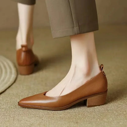 Harriet | Women's Block Heel Pumps Pointed Toe Slip On Work Shoes