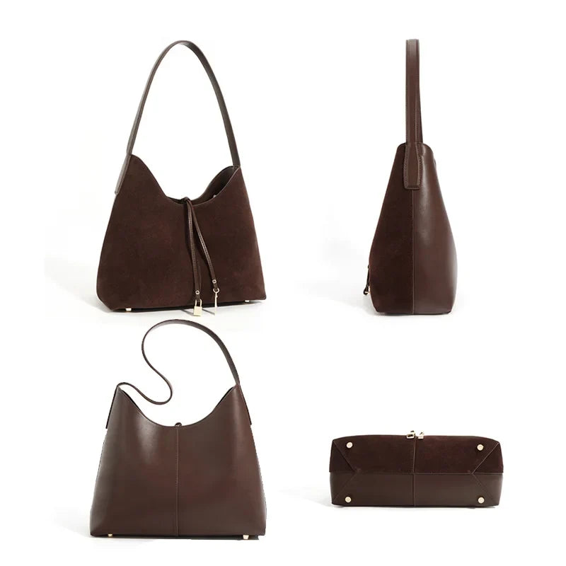 Women Suede Tote Armpit Handbag