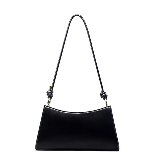 Women Baguette Leather Underarm Bag black