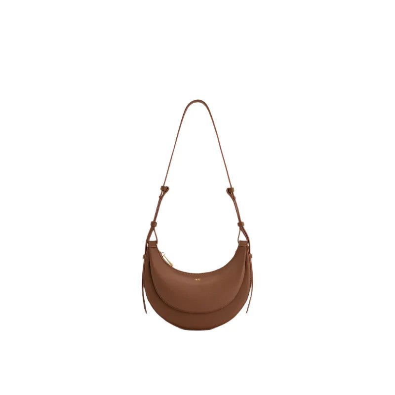 Women Leather Half Moon Crossbody Bag | Commuter Bag | Underarm Bag brown