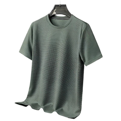 Men Waffle Round Neck Short Sleeve T-shirt | Summer Top Green