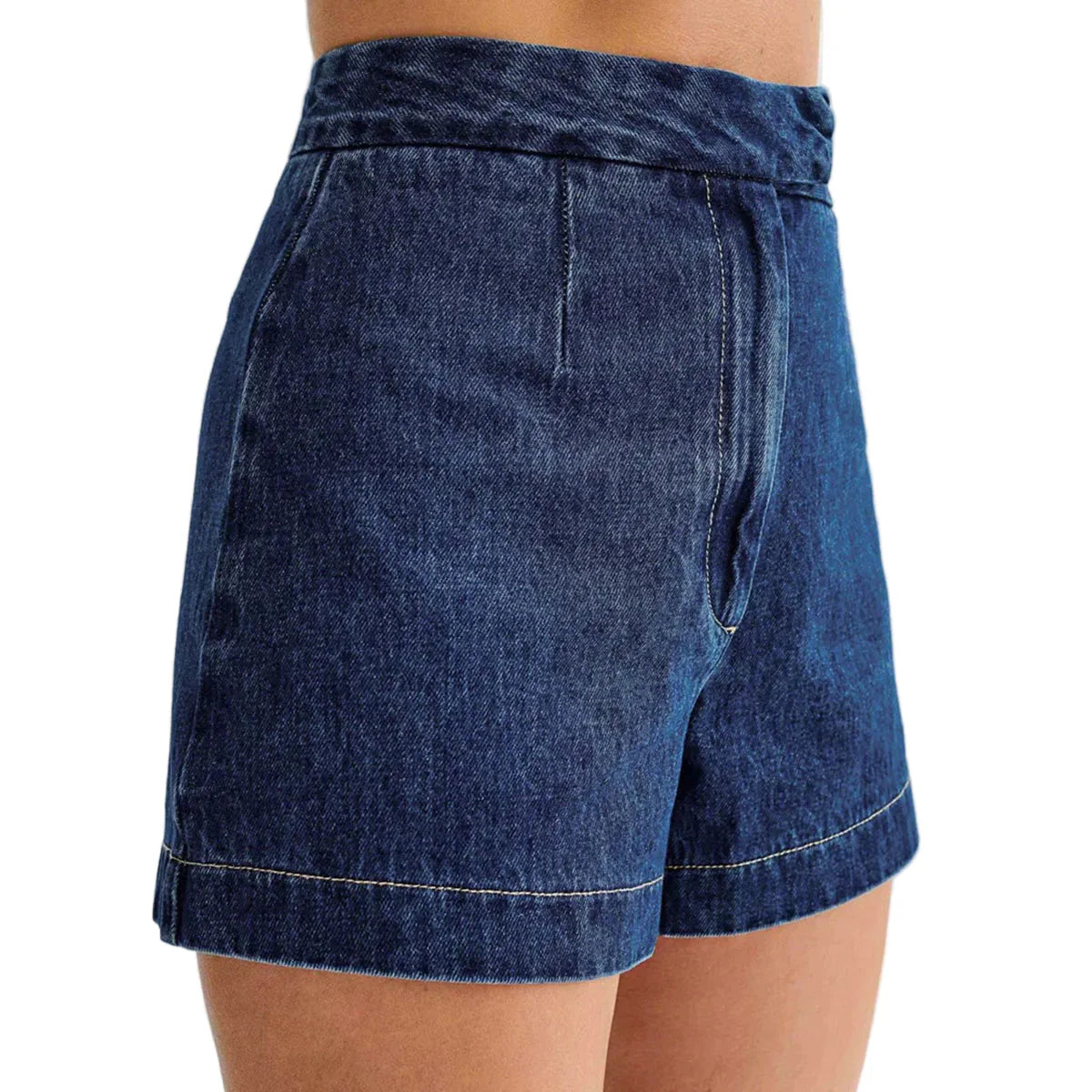 Women Summer Denim Vest | Denim Top | High Waist Wide Leg Shorts | Set bottom