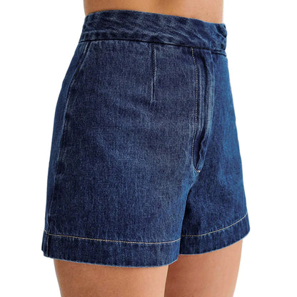 Women Summer Denim Vest | Denim Top | High Waist Wide Leg Shorts | Set bottom