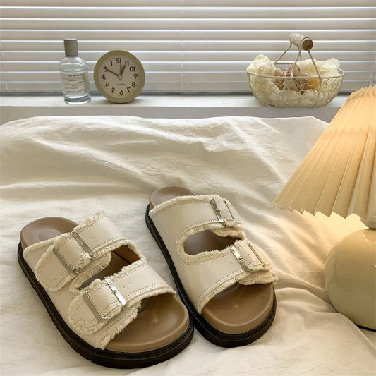 Solange | Women's Cushioned Slip-On Buckle Sandals
