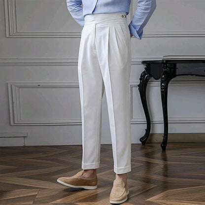 Men Naples Trousers | Belt-up High Waist Slim Pants | Business Casual Straight Pants