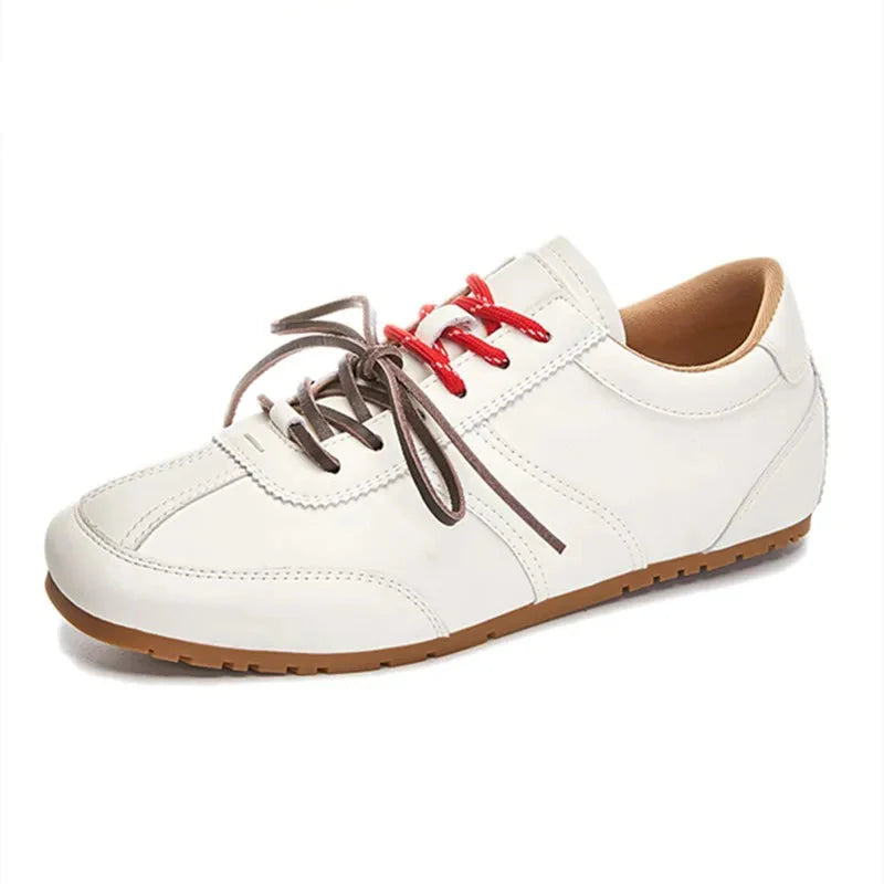 Women German Training Shoes | Leather Flat Sneakers | Forrest Gump Shoes beige