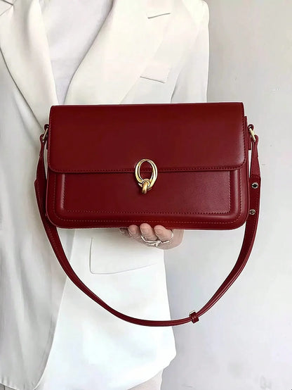 Women Leather Underarm Flap Bag | Retro Bag
