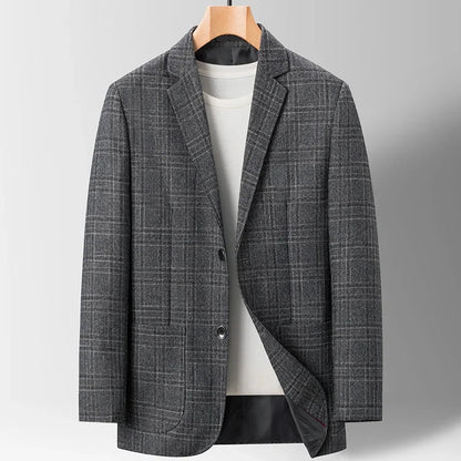 Men Plaid Blazer | Business Casual Party | Gentleman Suit Jacket Plaid Light Grey