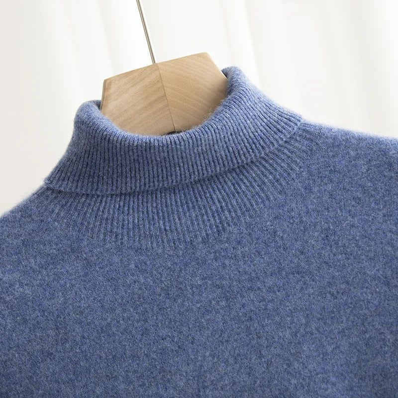 Men Merino Wool Turtleneck Knitted Pullover | Merino Wool Sweater | Cashmere Warm Knit Top