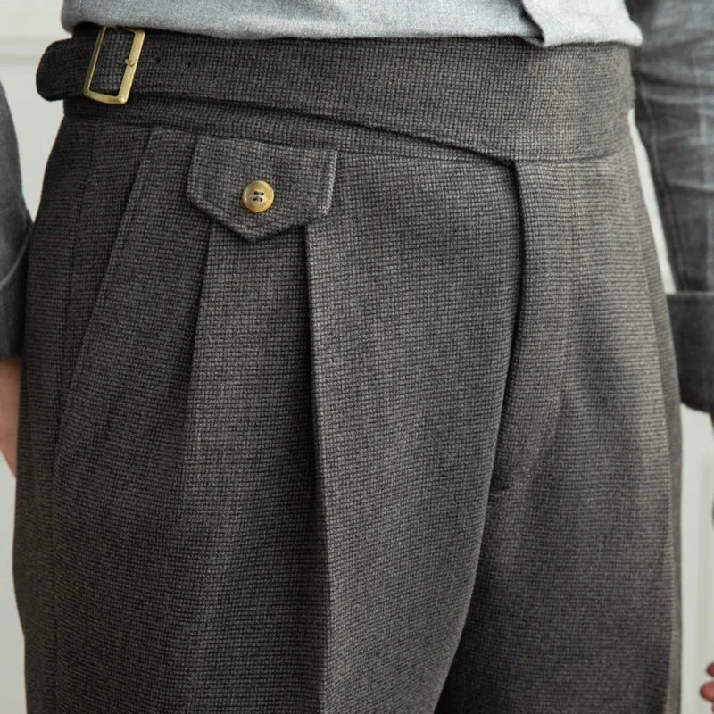 Men Retro Straight Pants | Old Money High Waist Pants | Office-Trousers | Dress Pants Gray