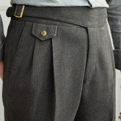 Men Retro Straight Pants | Old Money High Waist Pants | Office-Trousers | Dress Pants Gray