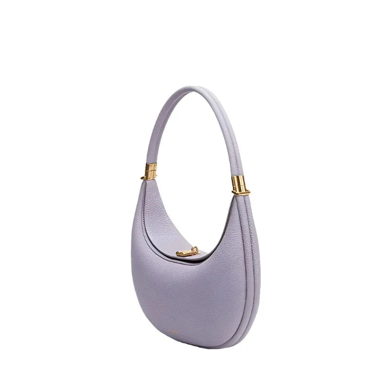 Women Half Moon Shoulder Bag | Luxury Leather Bag | Underarm Handbag | Crossbody Bag Purple