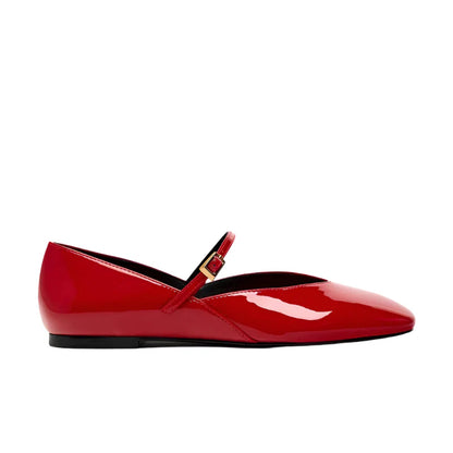 Women Ballet Shoes | Casual Round Toe Flats | Patent Leather | Ballerina Flats Red