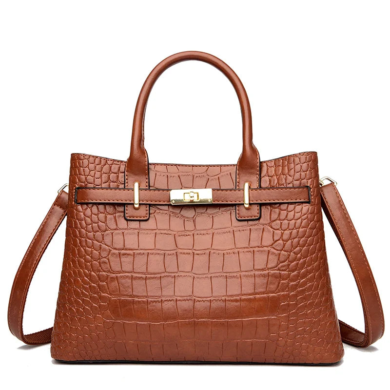 Women 3-layer Leather Handbag | Shoulder Bag brown