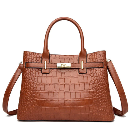 Women 3-layer Leather Handbag | Shoulder Bag brown