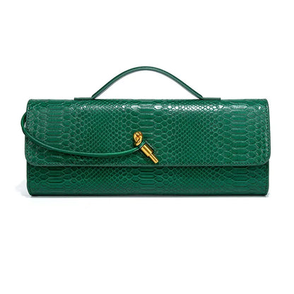 Women Luxury Design Top-Handle Leather Bag | Long Purse | Crocodile Pattern Bag green