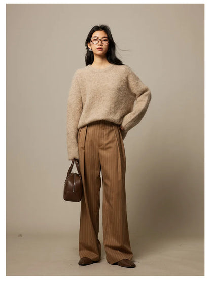 Women Alpaca Sweater | O-Neck | Loose | Knitted Pullover | Winter Sweater