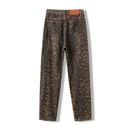 Women Leopard Jeans | Cheetah Jeans | Wide Leg Denim Pants | Cheetah Pants