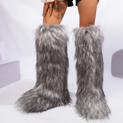 Women Over-The-Knee Boots | High Boots | Winter | Fur Snow Boots | Warm Boots | Non-Slip Light Gray
