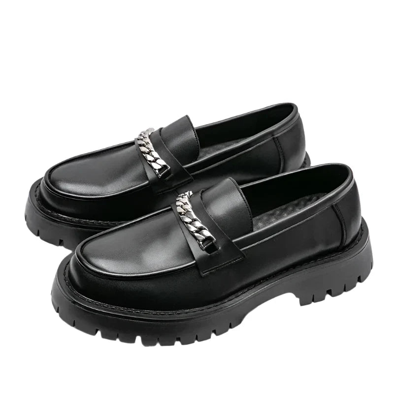 Men Platform Leather Shoes | Men Loafers | Thick Soled