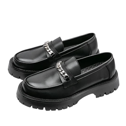 Men Platform Leather Shoes | Men Loafers | Thick Soled