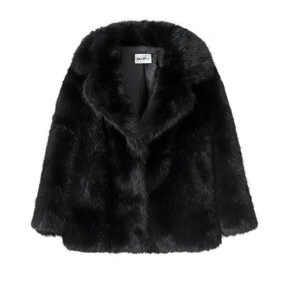 Women Winter Luxury Long Fur Coat | Thick Warm Fur Overcoat black