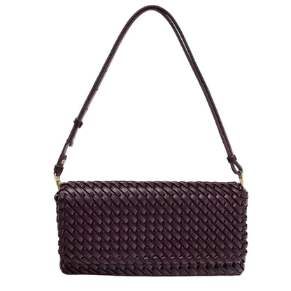 Women Leather Woven Bag | Shoulder Bag | Armpit Handbag burgundy