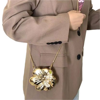 Women Gold Floral Acrylic Clutch Bag | Lily of the Valley Charm