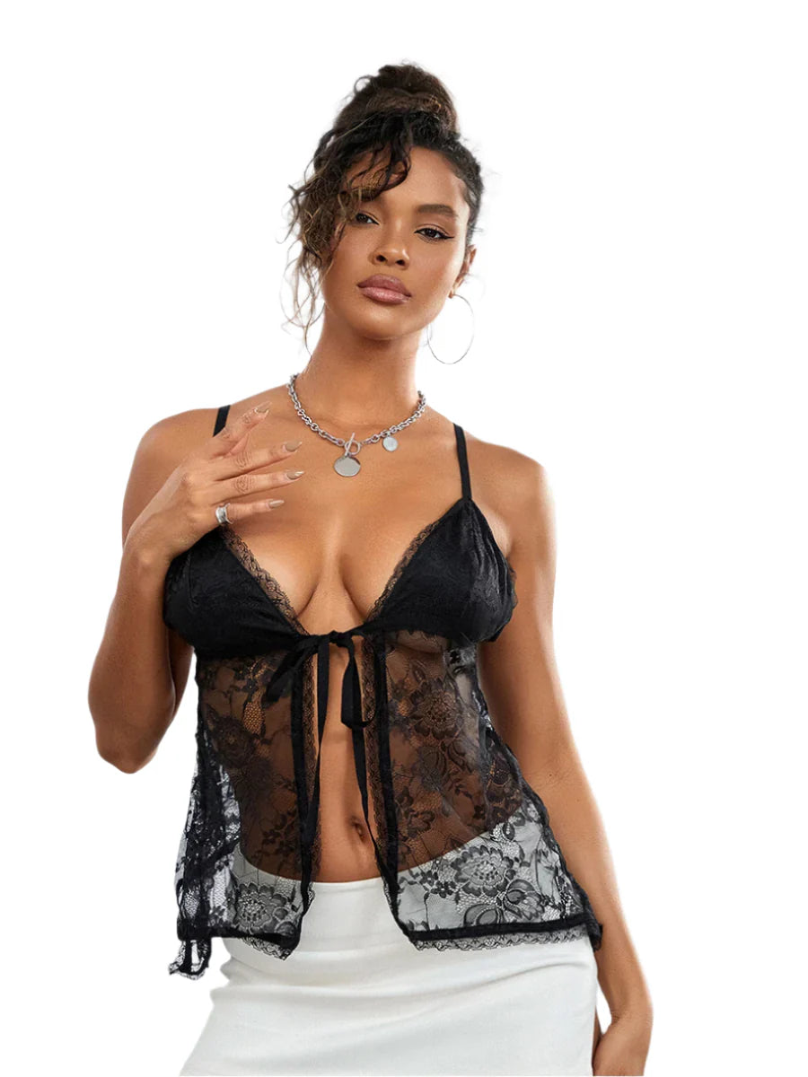 Women Lace Camisole Top | Sleeveless | See-Through Top black