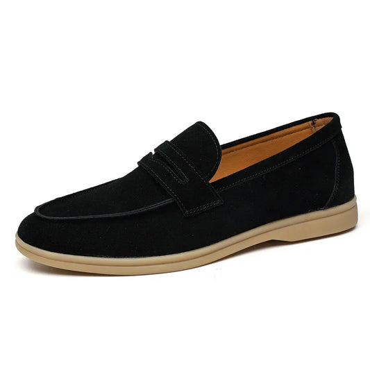 Men Genuine Leather Classic British Style Loafers | Moccasins | Suede Loafers Black