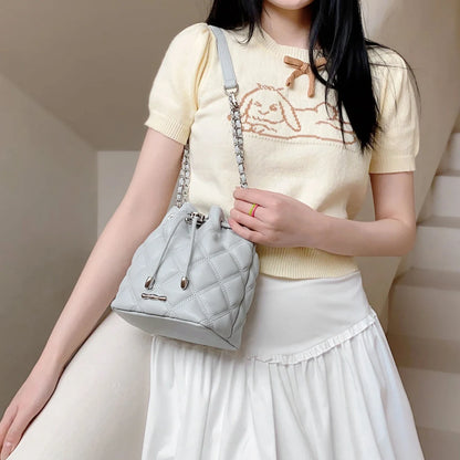 Women Classic Leather Bucket Bag | Lingge Chain Bag