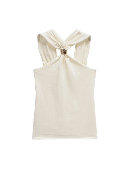 Women Knit Halter Neck Tank Top | Ring Top