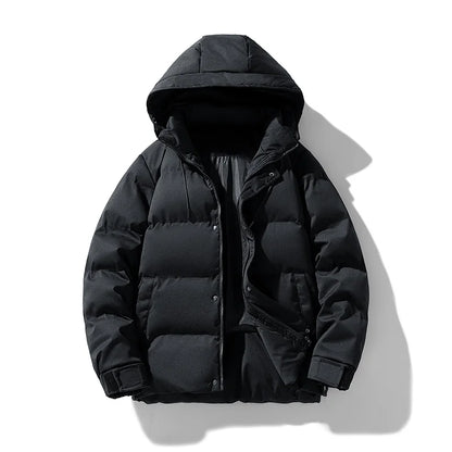 Men Padded Puffer Jacket with Hood | Cotton-Padded Men Coat black