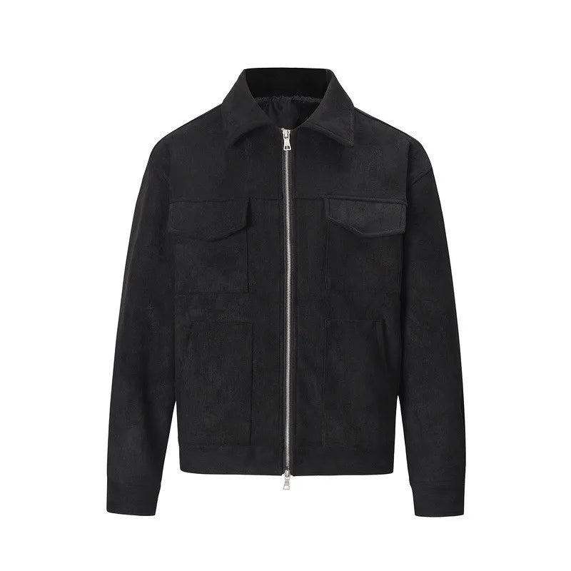 Men Vintage Twin Pocket Jacket | Suede Crock Jacket with Zipper