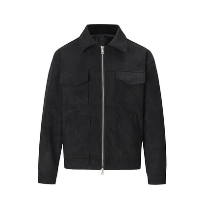 Men Vintage Twin Pocket Jacket | Suede Crock Jacket with Zipper