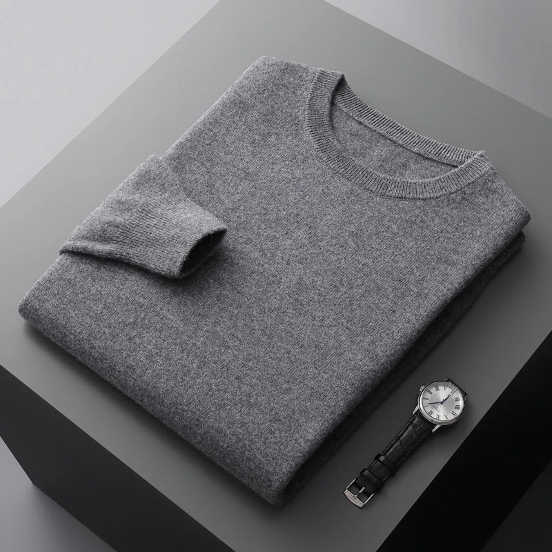 Men Pure Wool Sweater | Casual Pullover | Cashmere Knitting Dark grey