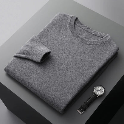 Men Pure Wool Sweater | Casual Pullover | Cashmere Knitting Dark grey