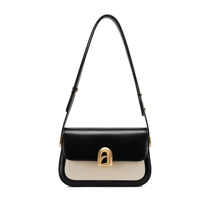 Women Retro Square Leather Bag | Crossbody Shoulder Bag Black