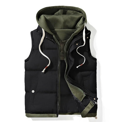 Unisex Warm Hooded Vest | Warm Cotton Vest Jacket black