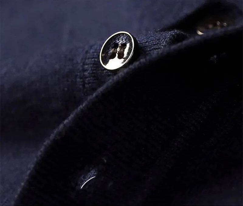 Men Pure Wool Sweater | Polo Knitted Pullover | Warm