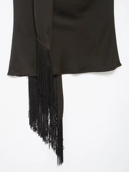 Women Satin Pleated Top | Sleeveless | Summer | V Neck | Halter Neck