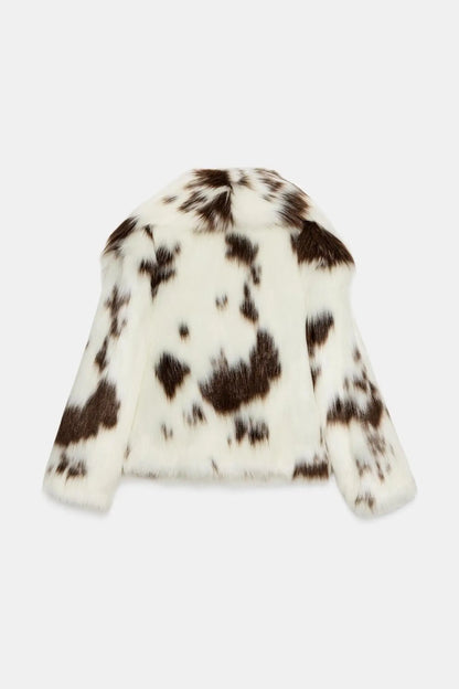 Women Animal Print Plush Coat | Loose | Warm | Thick Fur Jacket