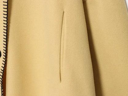 Women Short Jacket | Wide Shoulder | Vintage High Neck | Long Sleeve | Cape Coat