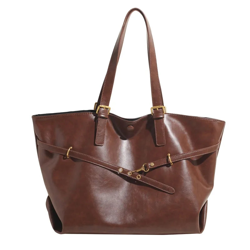 Women Tote Bag | Retro Leather Shoulder Handbag | Y2K Handbag Light Brown