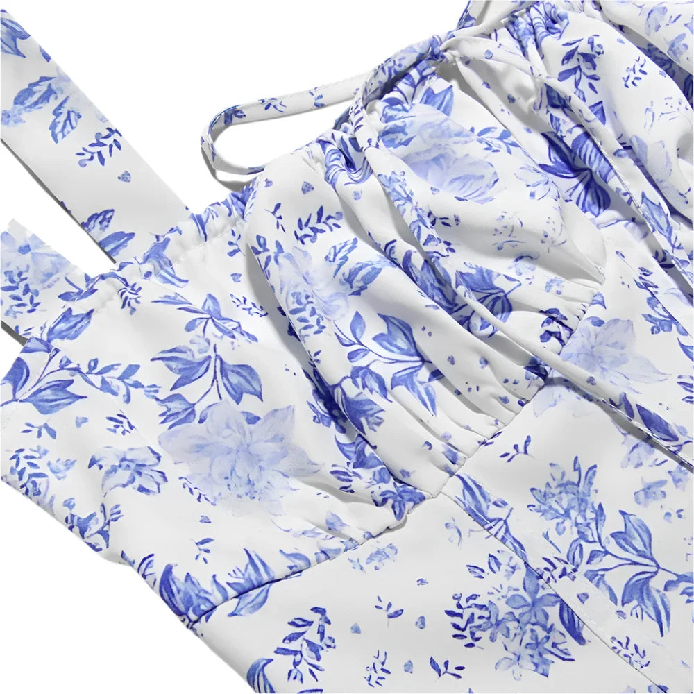 Women Casual Slit Floral Print Dress | Midi Summer Dress | Sundress | Holiday Dress