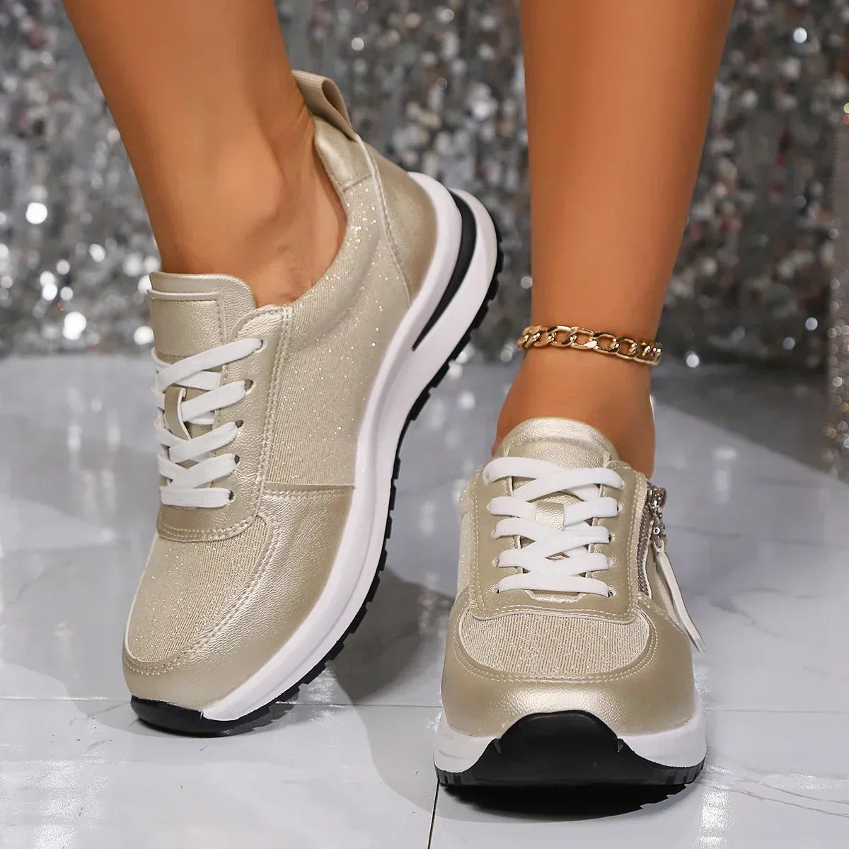 Nova | Women's Lace-Up Zip Sneakers with Platform Sole