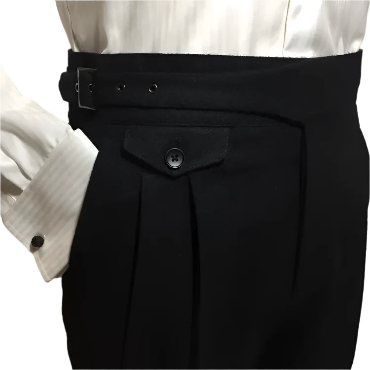 Men Woolen Pants | High Waisted Straight Trousers | Warm Suit Pants Black